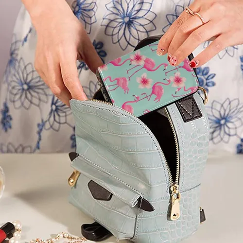 Miniatura 6 de Tarjetero de cuero para mujer, cartera pequeña de piel RFID con cremallera para tarjetas, Multicolor163, Compacto