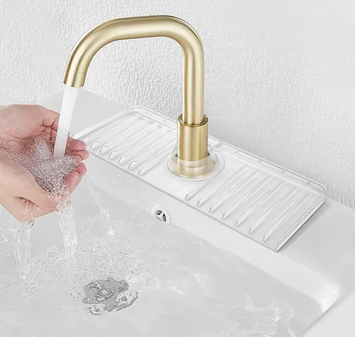 YATOISUR Protector contra salpicaduras de fregadero de 14.4" x 5.4" - Tapete para grifo de fregadero con tapete colector de agua del grifo y