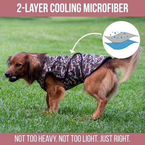 Miniatura 3 de Chaleco refrescante para perros, 2 capas de enfriamiento con tela de microfibra suave, ligero, ajustable y cómodo, protección UV para perros