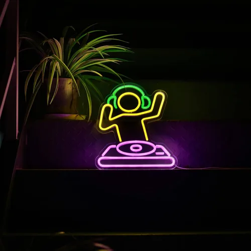 Miniatura 4 de Letrero de neón para reproductor de DJ para bar, funciona con USB, para la cueva del hombre, letrero de neón de anime, luz LED de neón regulable