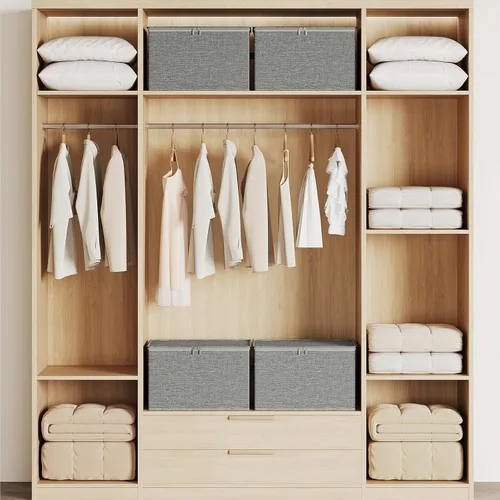 Miniatura 6 de Contenedores de almacenamiento de ropa con marcos resistentes, caja organizadora de ropa de tela plegable para mudanza, cubo de almacenamiento