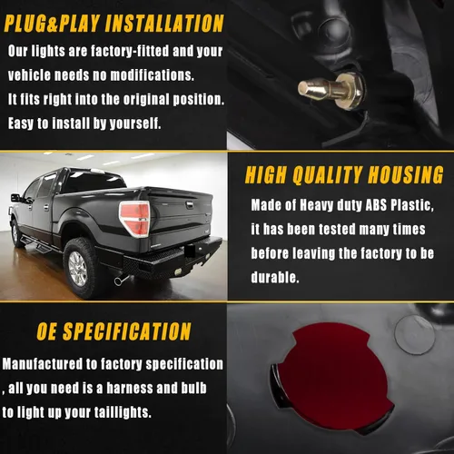Miniatura 4 de Boine Compatible con Ford F150 F-150 2009 2010 2011 2012 2013 2014 Carcasa de luz trasera derecha para pasajero - Acabado en cromo