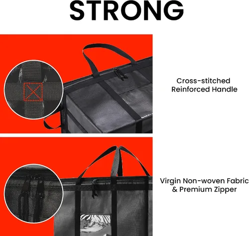 Miniatura 71 de NZ home Bolsa térmica XXL aislada y calentador de alimentos para entrega y compras de comestibles con parte superior con cremallera, color negro
