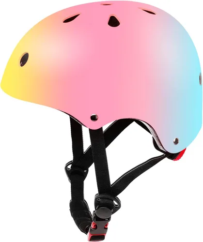 Miniatura 8 de Casco de bicicleta ajustable con gradiente de color para niños, cascos para niños pequeños para niños de 3 a 14 años, niñas, niños, jóvenes, Rosa