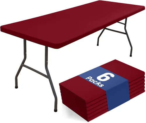 Miniatura 30 de homing Paquete de 4 manteles rectangulares de 4 pies, mantel ajustable de poliéster impermeable, lavable, para picnic, campamento, al aire libre
