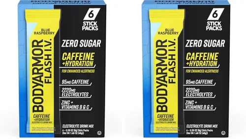 Miniatura 11 de BODYARMOR Flash IV - Paquetes de electrolitos, fresa y kiwi, mezcla de bebida sin azúcar, paquetes de una sola porción, agua de coco en polvo