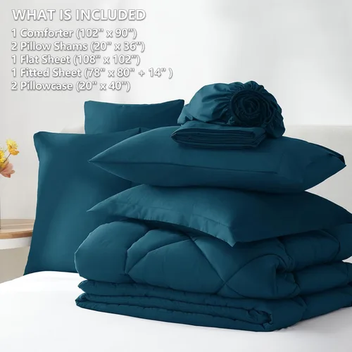 Miniatura 377 de CozyLux Juego de edredón tamaño King, color naranja quemado, toda la ropa de cama en una sola bolsa, 7 piezas: edredón, fundas de almohada