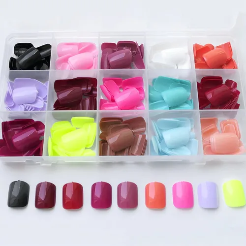 Miniatura 6 de 360 uñas cuadradas redondas a presión, uñas postizas cortas, uñas acrílicas cortas a presión, pegamento cuadrado en uñas, uñas postizas ovaladas, 15