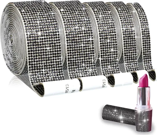Miniatura 10 de 5 rollos de cinta autoadhesiva de diamantes de imitación con cristal, cinta de diamantes bling con pegatinas de 2 mm para manualidades, bodas