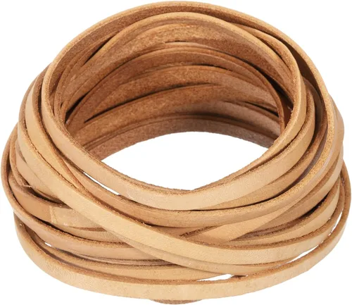 uxcell Cordón de cuero plano de 5.5 yardas y 0.197 in, tiras de cuero de 0.079 pulgadas de grosor, cuerdas de cordones para manualidades, Marrón