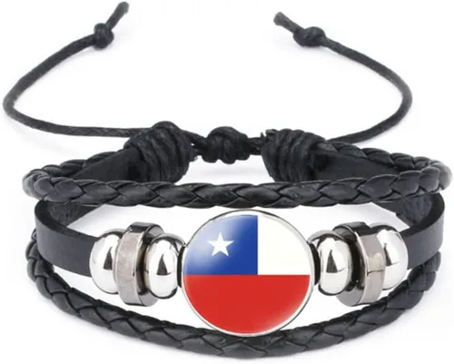 Miniatura 18 de vmcoatdu Mundial Muchas Banderas Nacionales Brazalete Retro de Aleación de Cuero para Pulsera de Cuerda Trenzada de Bandera Nacional