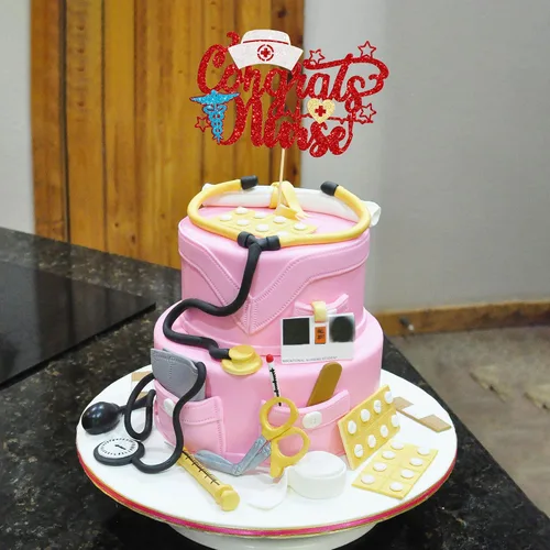 Miniatura 7 de Gyufise 1 decoración para pastel de enfermería con tapa de enfermera, purpurina roja de enfermería, selección de pastel de graduación, tema médico