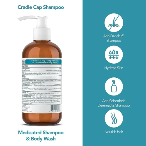 Miniatura 2 de Happy Cappy Champú medicado y gel de baño - Champú para caspa de bebé, ayuda a la tapa de la cuna y la dermatitis seborreica, reduce las escamas
