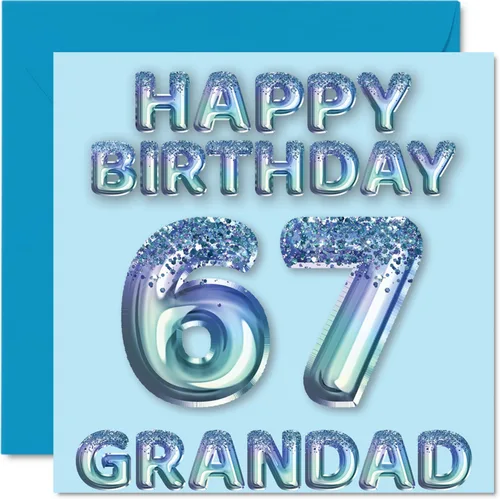 Miniatura 321 de Stuff4 Tarjeta de primer cumpleaños para niños, globo de fiesta con purpurina azul, tarjetas de feliz cumpleaños para niño de 1 año, nieto, hijo, 57