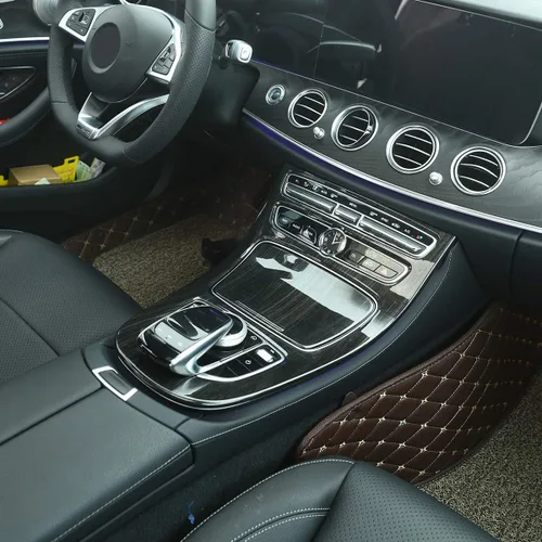 Miniatura 5 de YIWANG Adhesivos ABS de grano de madera negra para consola central de engranajes, marco de marco, 2 unidades para Mercedes Benz Clase E W213