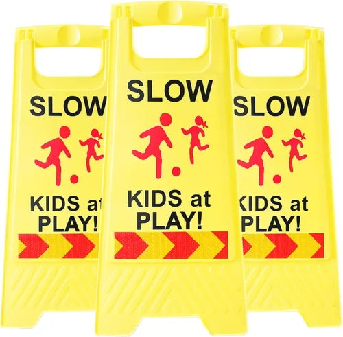 Miniatura 8 de Letreros de "Slow Kids at Play" para calle, texto de doble cara y gráficos con cinta reflectante, letrero de seguridad para niños en juego para Verde