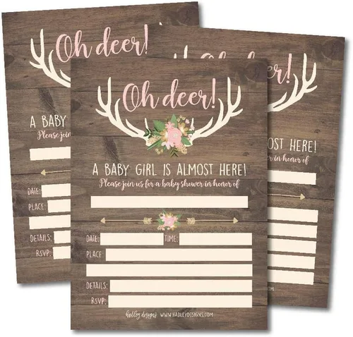 Miniatura 5 de Hadley Designs Invitaciones para baby shower para niña, 25 invitaciones de baby shower para niña, invitaciones de baby shower de cactus