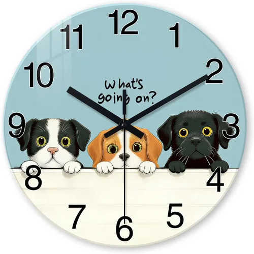 Miniatura 10 de XNM - Relojes de pared redondos rústicos para decoración de cocina y sala de 12 pulgadas, reloj de gallo de vidrio, funciona con pilas, marrón