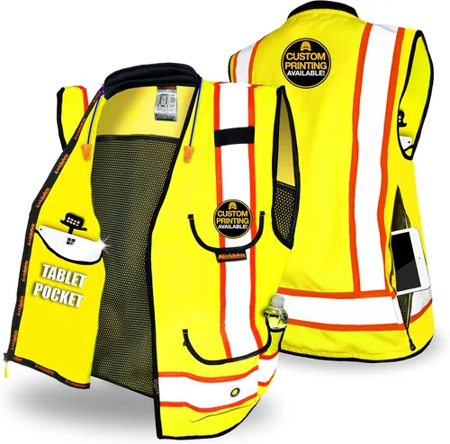 KwikSafety - Charlotte, NC - GODFATHER Safety Vest [CUSHIONED COLLAR + TABLET POCKET] ANSI OSHA Amarillo | Clase 2 | 1 paquete