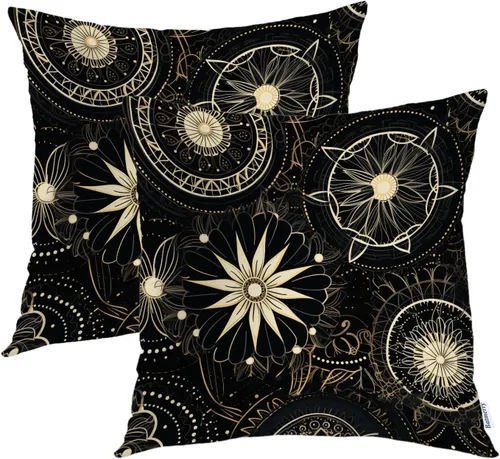 Miniatura 15 de Batmerry Juego de 2 fundas de almohada decorativas con estampado floral gris y blanco de 18 x 18 pulgadas, estilo victoriano con patrón de flores