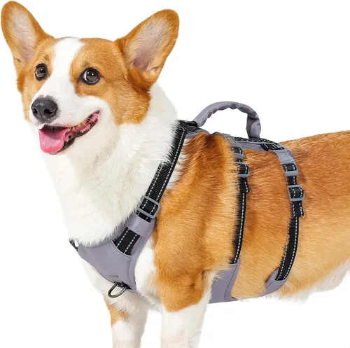 Miniatura 9 de Huntboo Arnés reflectante para perro con asa, a prueba de escape, antideslizante, transpirable, ligero, arnés de elevación ajustable para perros