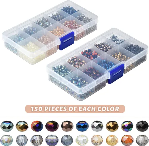 Miniatura 2 de 3000 cuentas de cristal facetadas Rondelle de 0.157 in en 20 colores para la fabricación de joyas 0.157 in Rondelle 5