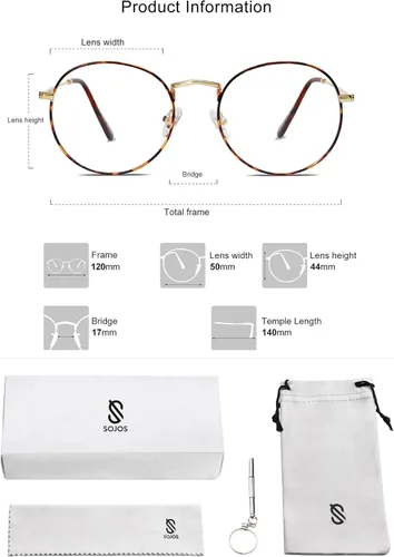Miniatura 6 de SOJOS Blue Light Blocking Computer Glasses Round Eyewear Anti Blue Light Lens Preppy Chic SJ5024B
