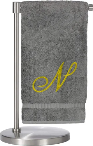Miniatura 48 de Script R - Toalla de baño con monograma, regalo personalizado, 27 x 54 pulgadas, juego de 1 toalla bordada con texto dorado, 100% algodón turco