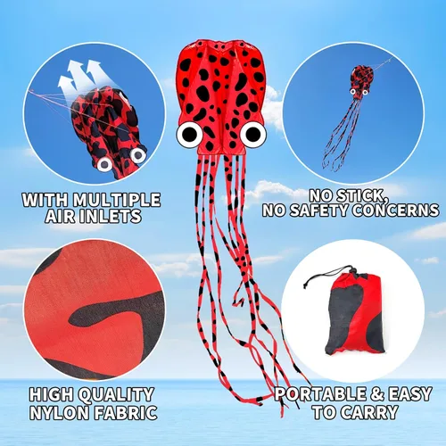 Miniatura 3 de Mint's Colorful Life Octopus Kite for Kids and Adults, Large 3D Software Octopus Kites with Long Tails, Huge Easy Flyer Kites for Beach Trip Family