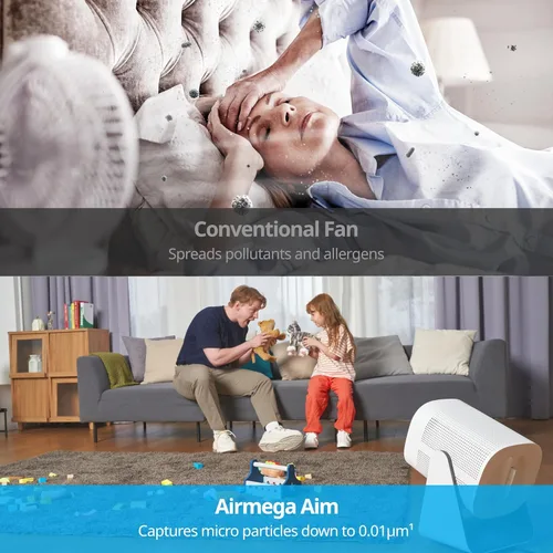 Miniatura 3 de COWAY Purificador de aire para dormitorio del hogar, 2 en 1 con ventilador, filtro de partículas para humo, alergias, caspa de mascotas, olor