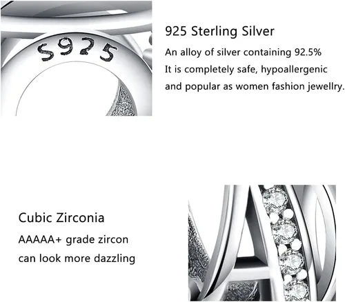 Miniatura 6 de TIZU Dijes de plata de ley 925 para dijes, pulseras, cuentas iniciales del alfabeto, joyería de regalo para mujeres