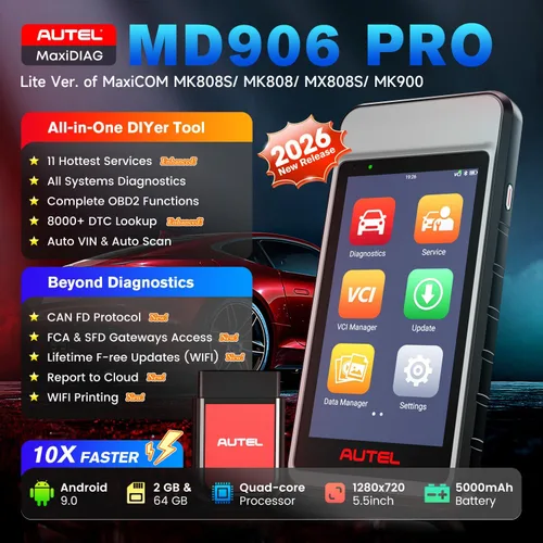 Miniatura 2 de Autel Escáner MaxiDiag MD906 PRO, 2026 MD906PRO OBD2 Herramienta de diagnóstico automotriz para sistema completo Igual que MD909 PRO, versión Lite.