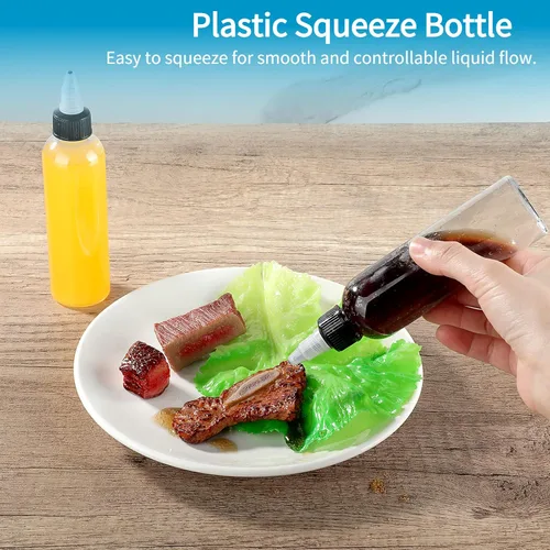 Miniatura 2 de 24 botellas dispensadoras transparentes de 2 onzas, botellas de plástico exprimibles con tapas giratorias para aceites, tintas y líquidos