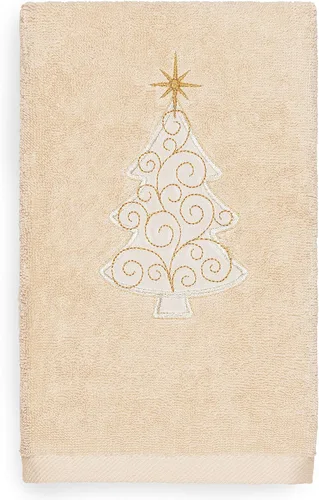 Miniatura 32 de Toalla de mano bordada de lujo 100% algodón turco, racimo de acebo de Navidad