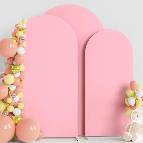 Miniatura 33 de Wokceer Juego de 3 fundas de arco de boda de elastano ajustadas para arco de boda para parte superior redonda, soporte de arco de Chiara para Beige