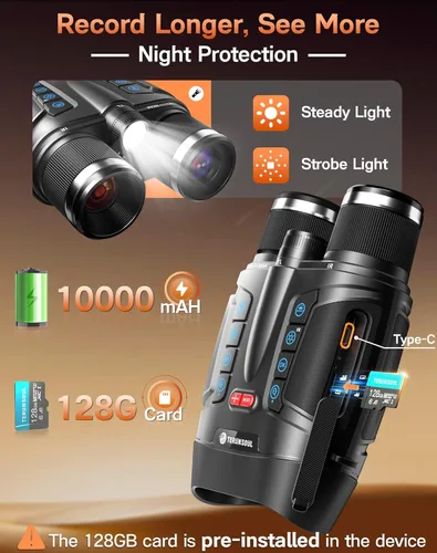 Miniatura 3 de Gafas de visión nocturna – Binoculares de visión nocturna 4K con APP inteligente, batería de 10000 mAh, tarjeta de 128 GB para fotos y videos