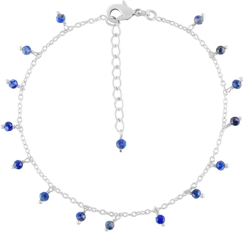 Miniatura 82 de Yanara Tobilleras de piedras preciosas para mujer, piedra natal natural, chapada en plata, joyería hecha a mano en 8.5 + 1.5 pulgadas, cristales