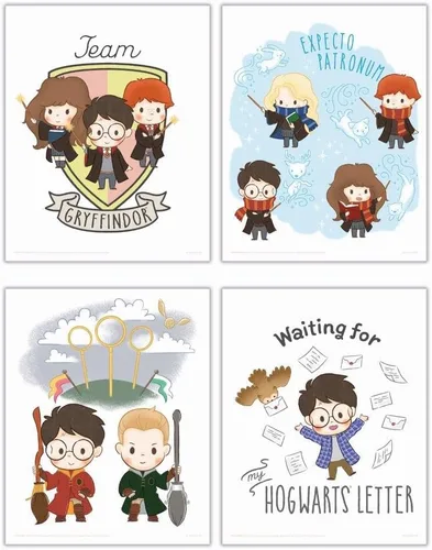 Miniatura 13 de Harry Potter - Banderas de la casa de Hogwarts - Gryffindor - Slytherin - Ravenclaw - Hufflepuff - Diseño geométrico - Juego de cuatro arte de pared