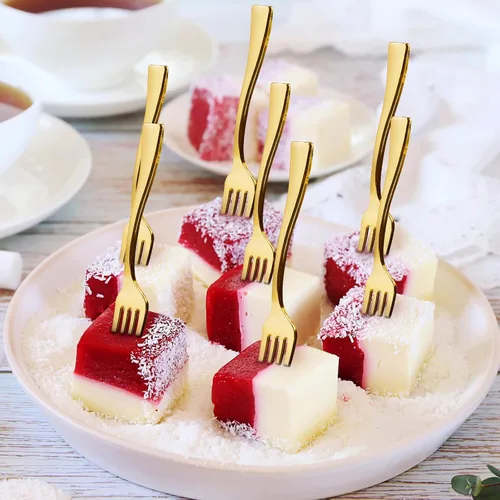 Miniatura 5 de 100 mini tenedores dorados de 4 pulgadas, pequeños tenedores de postre de plástico dorado, desechables, resistentes, diminutos tenedores