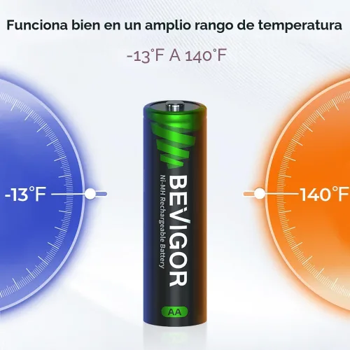 Miniatura 5 de BEVIGOR Paquete de 8 Baterías Recargables AA 1500 Ciclos, 2800 mAh de Alta Capacidad 1.2V NiMH Recargables Baterías AA de Baja Autodescarga Doble A