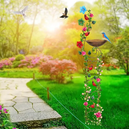 Miniatura 7 de YADOOLIFE Bañera para pájaros de 57 pulgadas con enrejado de jardín para plantas trepadoras al aire libre, pequeños enrejados decorativos de metal