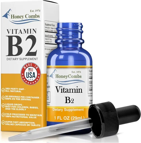 Gotas líquidas de vitamina B2 - Suplemento de riboflavina B2 para el metabolismo energético y el apoyo del sistema nervioso - Vitamina líquida B2 de