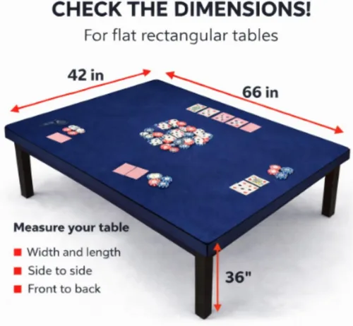 Miniatura 8 de Alfombrilla para Juego de Mesa 42 x 66 Pulgadas, Alfombrilla Mahjong para Mesa con Bolsa de Transporte, Alfombrilla de Neopreno Antideslizante, Azul