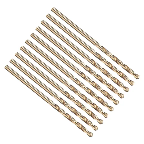 Miniatura 80 de PATIKIL Broca Jobber de 0.039 in, vástago recto M35 cobalto 5% acero de alta velocidad 135° acabado dorado para metal duro de acero inoxidable - 2
