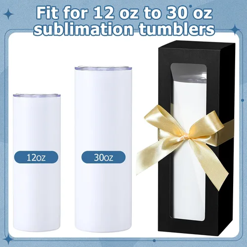 Miniatura 3 de Honoson Caja de regalo de 24 vasos con cinta para sublimación, cajas de exposición de vidrio transparente para vasos de 12 onzas, 16 onzas, 20 Negro