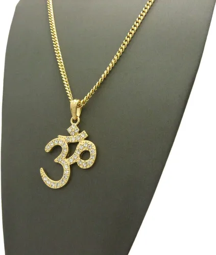 Miniatura 6 de Brillante joyeros Estados Unidos para hombre nueva india Yoga Om Iced Out colgante de 24" cuerda, cadena, caja cubano Hip Hop collar inspirado