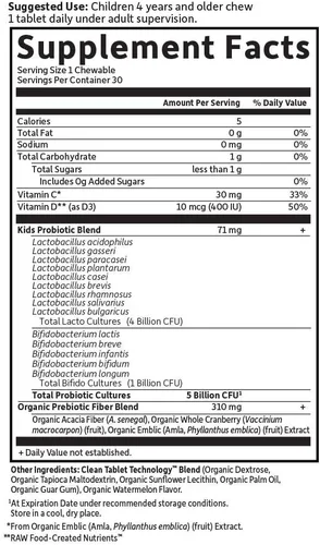 Miniatura 6 de Garden of Life Dr. Formulated Probiotics Organic Kids+ plus Vitamina C y D – Sandía – Libre de gluten, lácteos y soja, suplemento para la salud