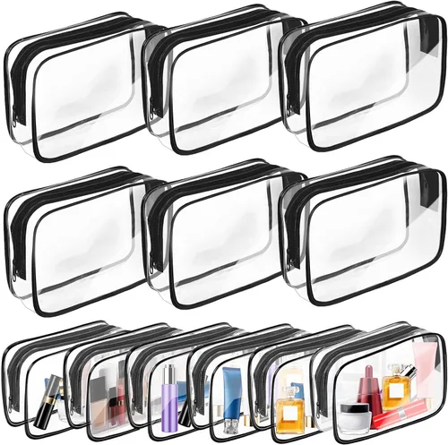 Bolsa de maquillaje transparente AURUZA, bolsas de aseo portátiles para viajes con cremallera, bolsas organizadoras transparentes aprobadas por la