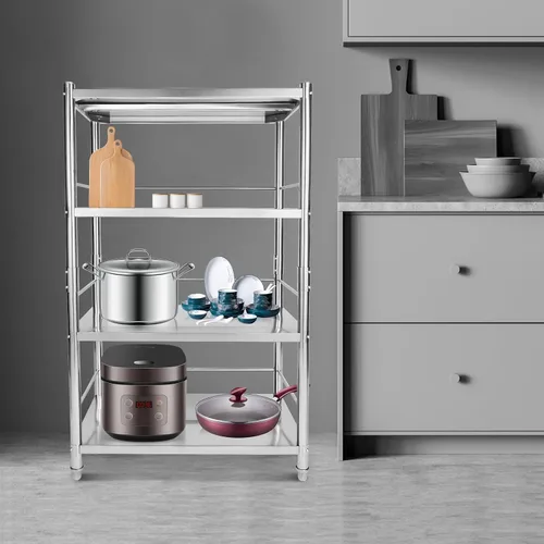 Miniatura 5 de Estantes de almacenamiento de acero inoxidable de 4 niveles, estante ajustable de pie, estante de acero inoxidable resistente para cocina