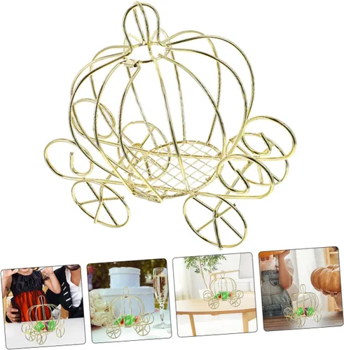 Miniatura 7 de IMIKEYA 3 cajas de calabaza fruta caja de dulces regalo bebé decoración regalos de Navidad boda florero princesa carruaje figura delicada Dorado 3